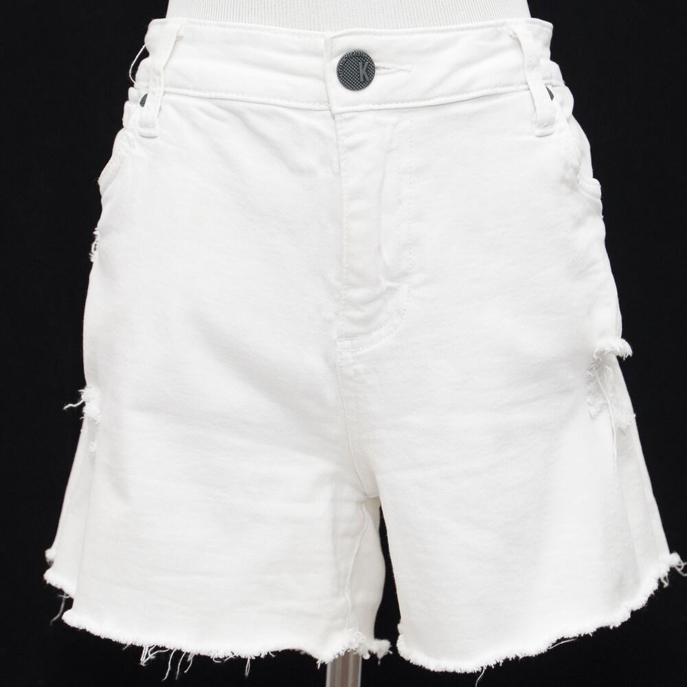 Kut From The Kloth White Gidget Denim Frayed Hem Shorts Size 14